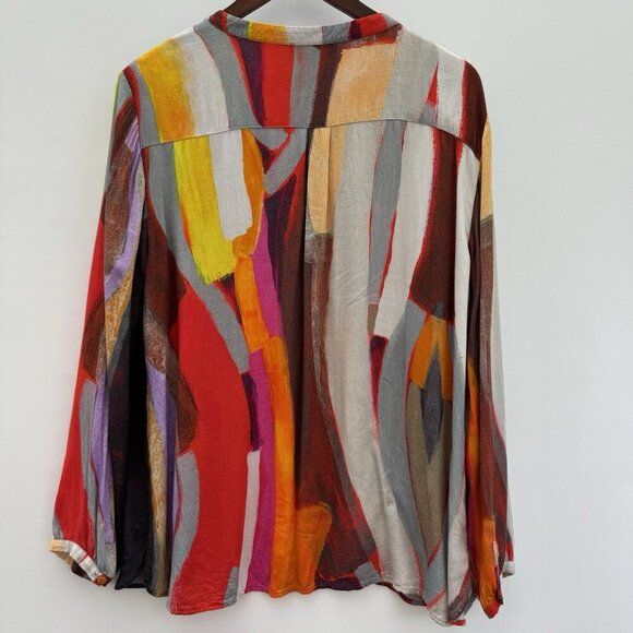 Claire Desjardins Art To Wear Colorful Tunic Blouse Long Sleeve Women's Size XXL - Picture 3 of 16
